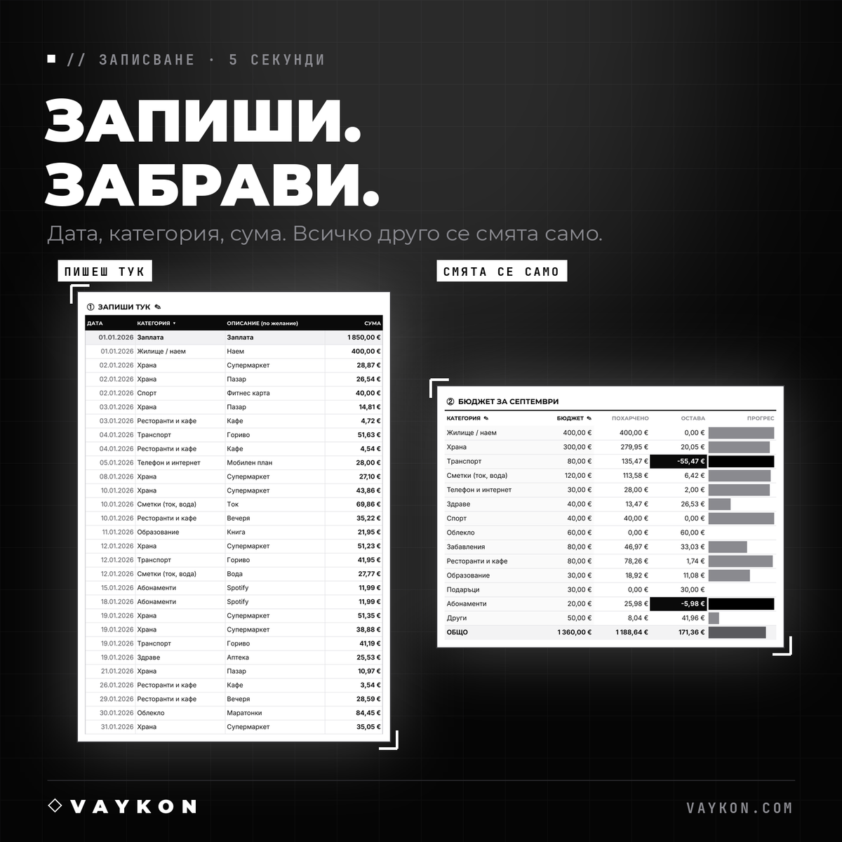 VAYKON — Финансов тракер