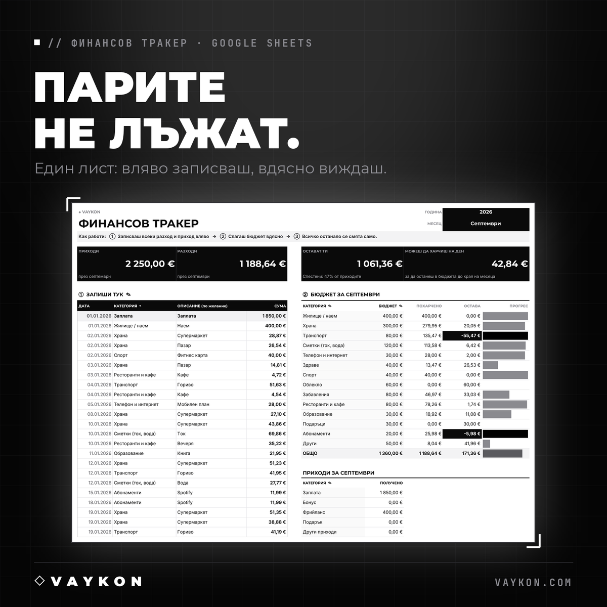 VAYKON — Финансов тракер